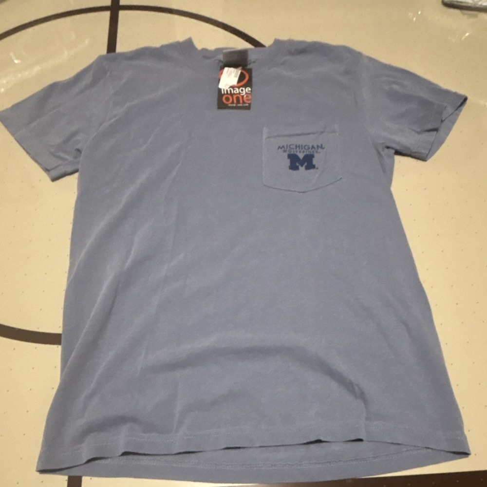Comfort Colors Michigan Wolverines Shirt Blue S NCAA Fan Team Apparel